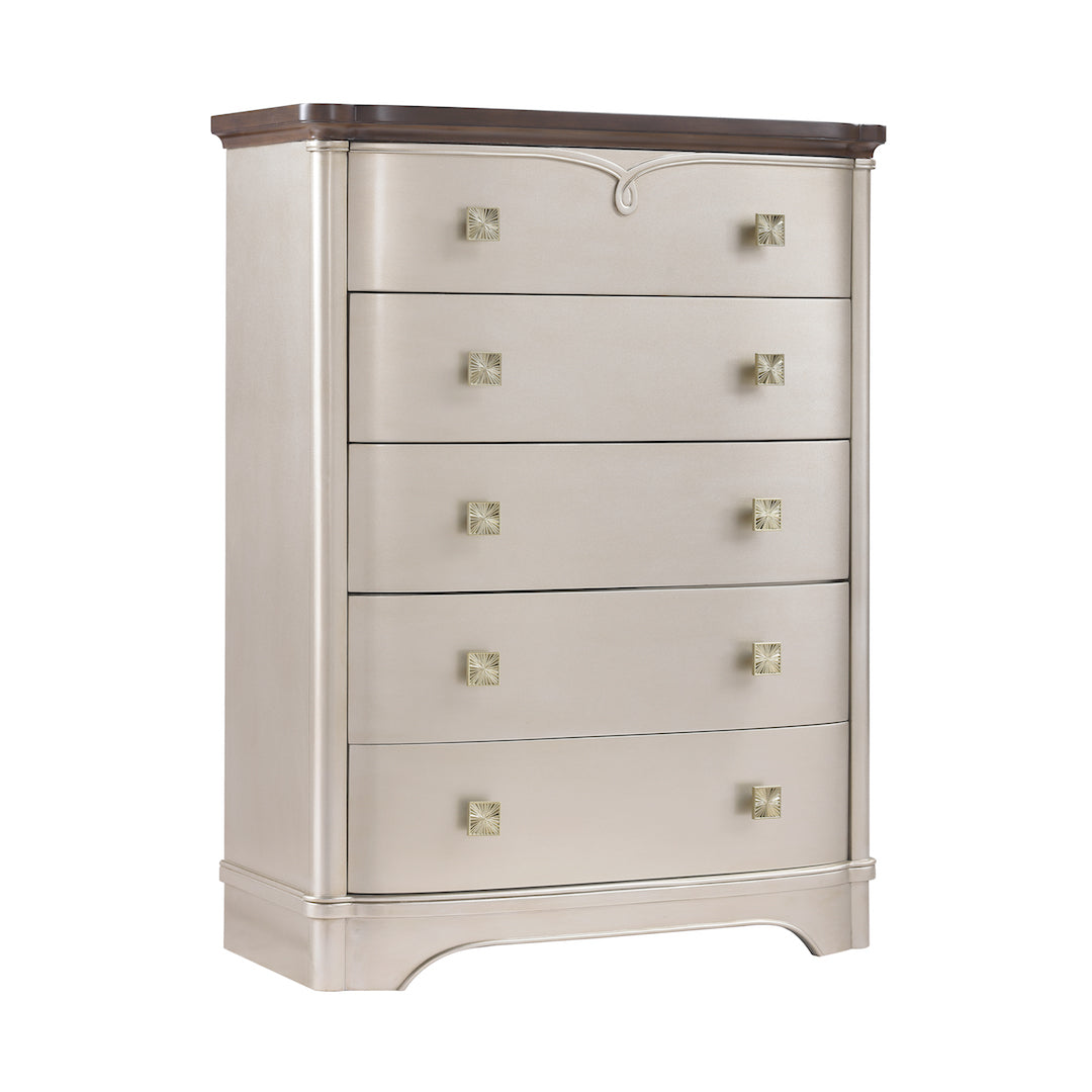 Ornate Champagne King Rose Bedroom Set - Traditional Gold Style