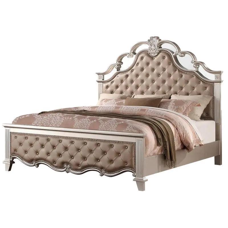 Elegant Sonia 5-Piece Contemporary Silver Tufted Champagne Bedroom Collection