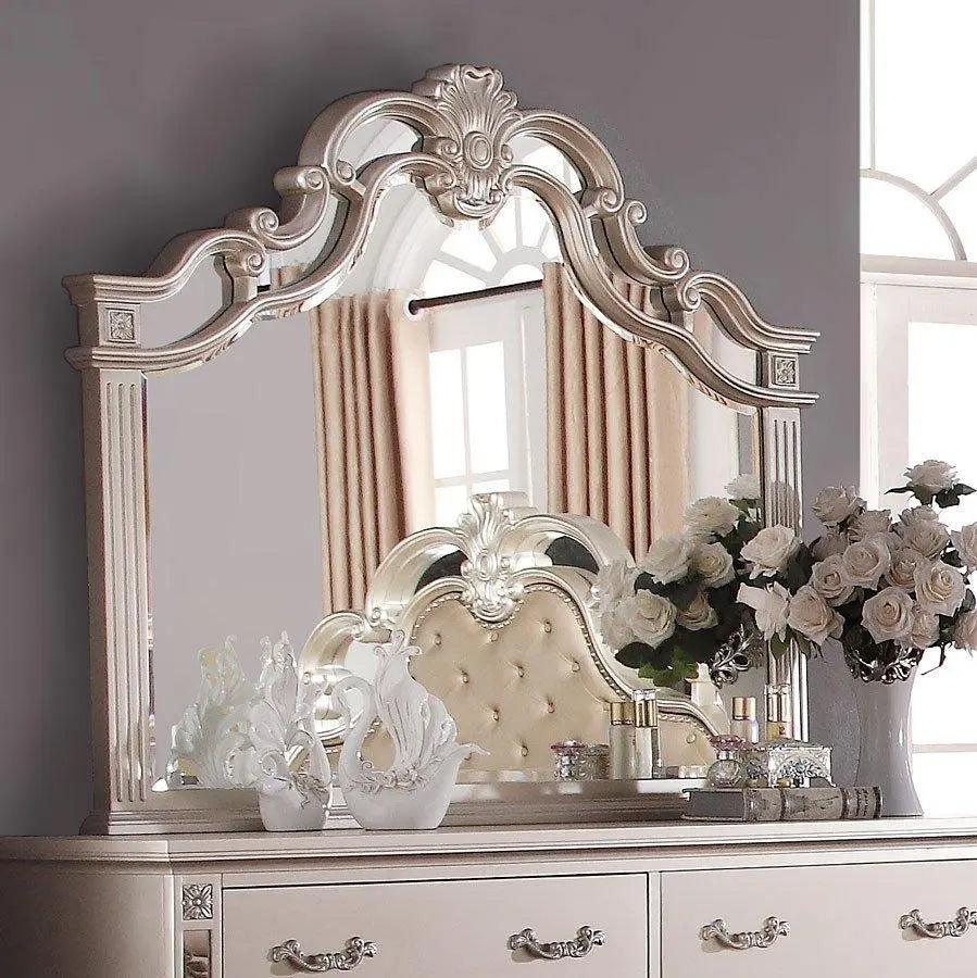 Elegant Sonia 5-Piece Contemporary Silver Tufted Champagne Bedroom Collection