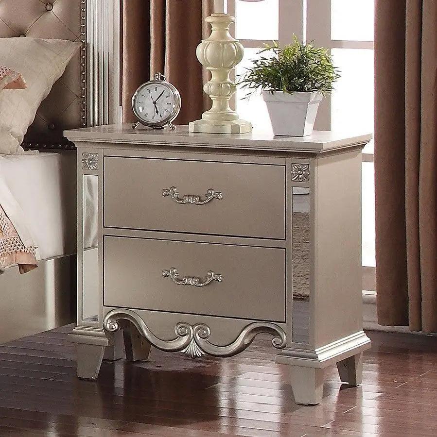 Elegant Sonia 5-Piece Contemporary Silver Tufted Champagne Bedroom Collection