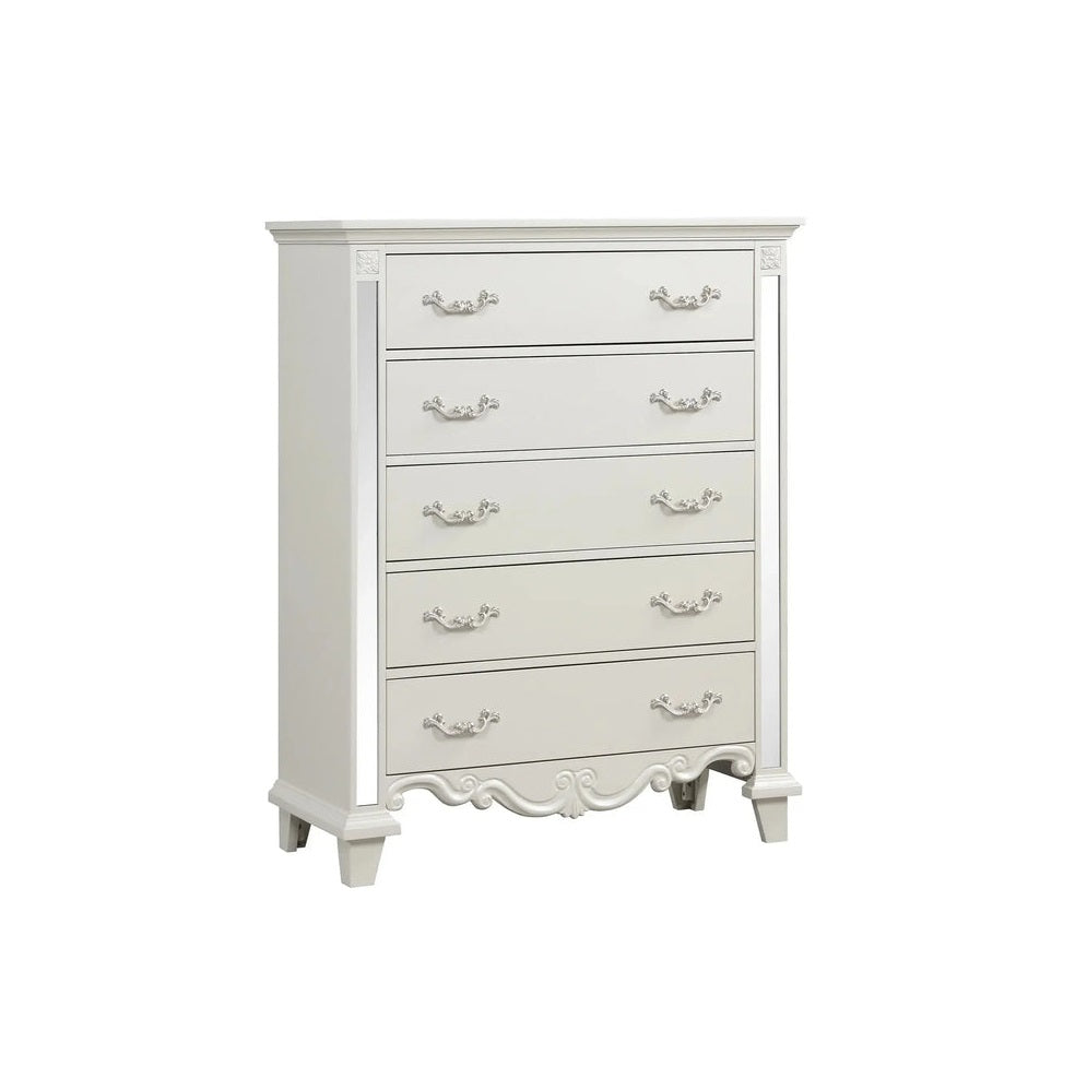Elegant Sonia 5-Piece Contemporary Silver Tufted Pearl Bedroom Collection