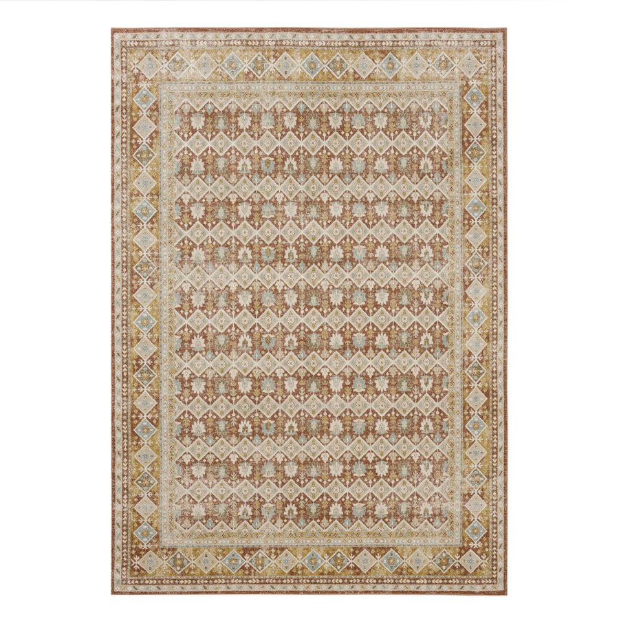 Karastan Windermere Staveley Terracotta Traditional Area Rug - Machine Woven Polyester, Made in Turkey