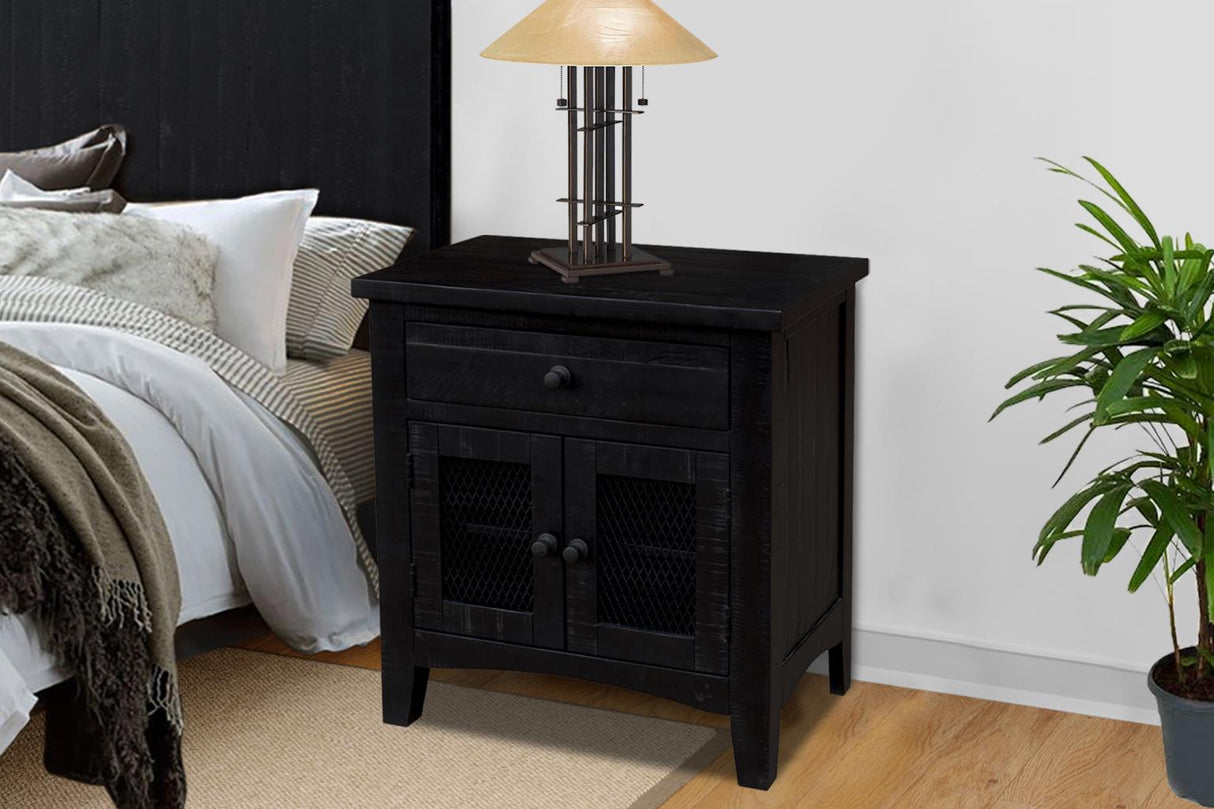 Stockton Vintage Black Bedroom Set with Bed, Dresser, Mirror & Chest