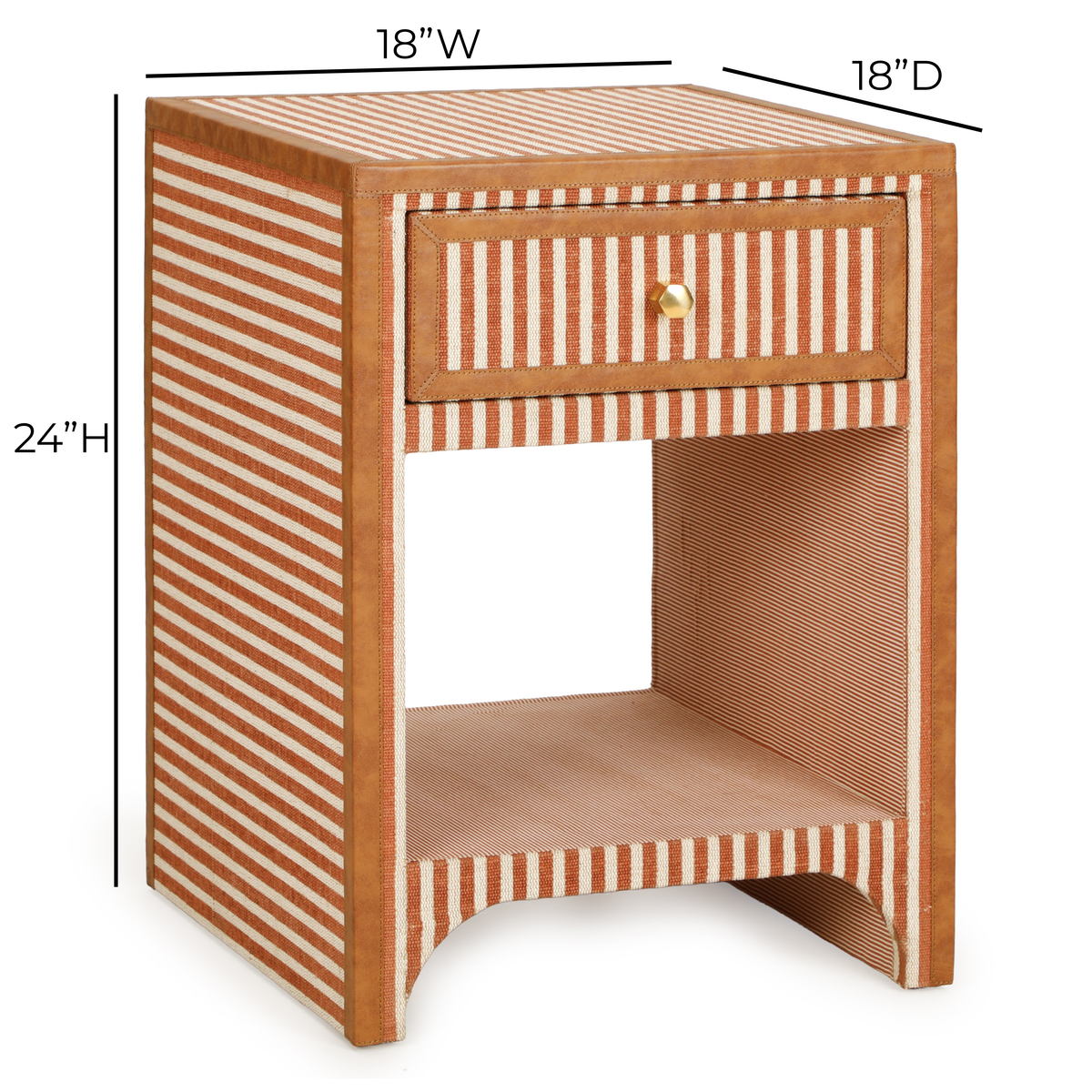 Kora 18" Cotton Jute 1-Drawer Contract-Grade Nightstand - View 23