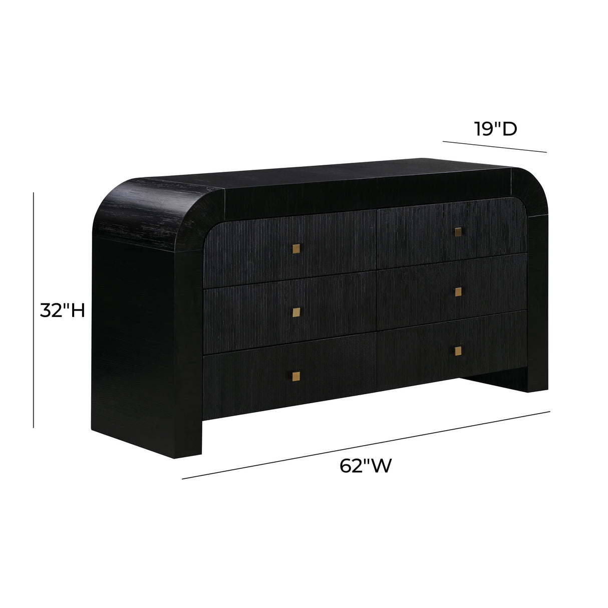 Hump 62" Arched 6-Drawer Dresser