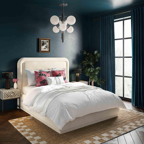 Briella Velvet Bed with Transparent Legs & Kiln-Dried Pine Frame - Modern Minimalist Upholstered Bed