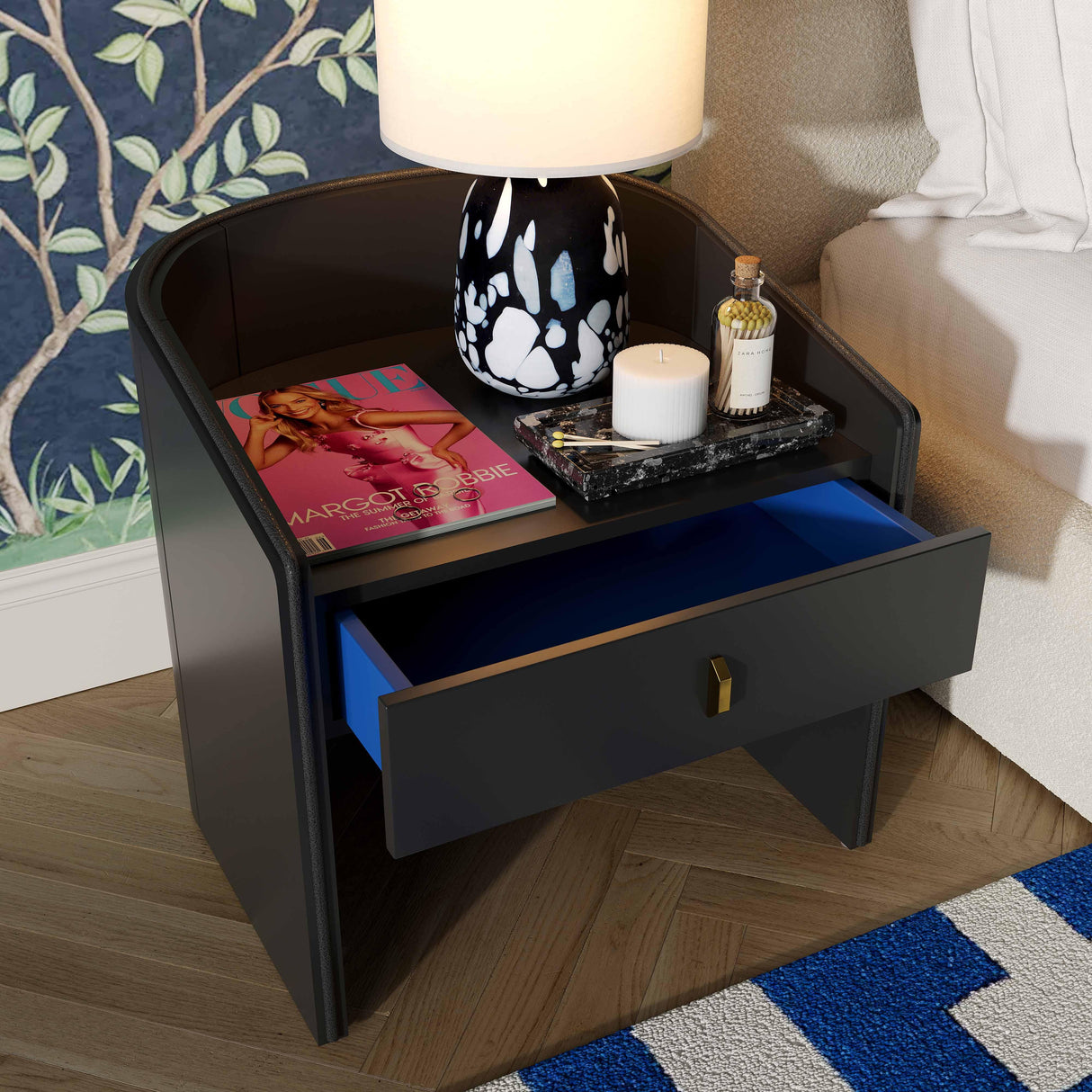Collins 22" Lacquer Nightstand With Drawer