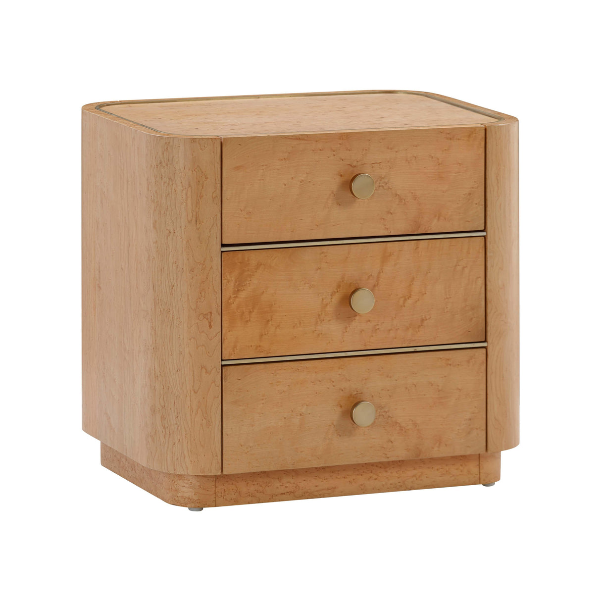 Abigail 22" Natural Birdseye Maple 3-Drawer Nightstand