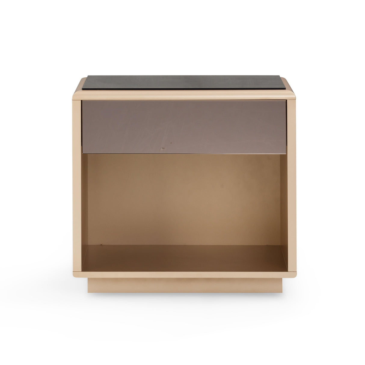 Martha 25" Taupe Mirrored Nightstand With Drawer