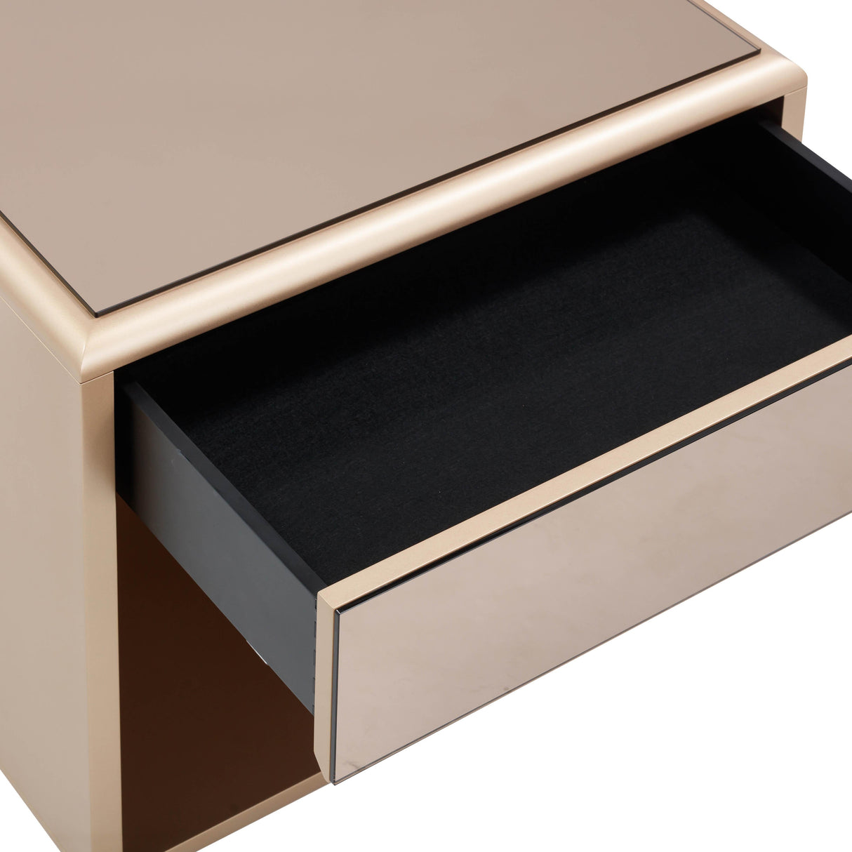 Martha 25" Taupe Mirrored Nightstand With Drawer