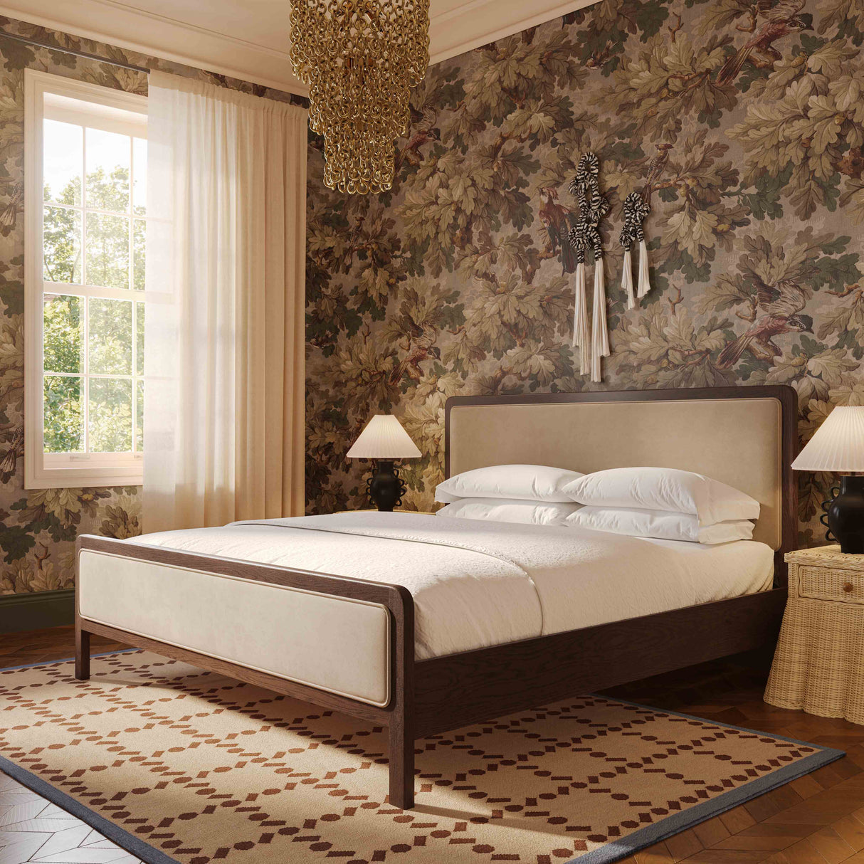 Hella Velvet and Ash Wood Bed