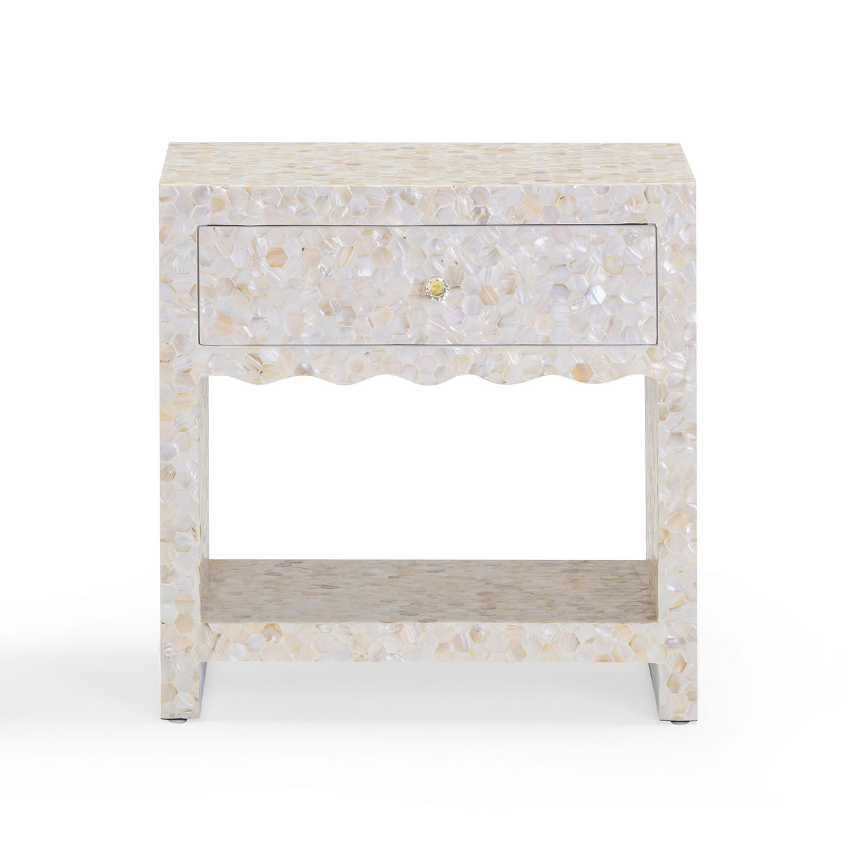 Piara 22" Natural Mother of Pearl Inlaid Nightstand With Drawer