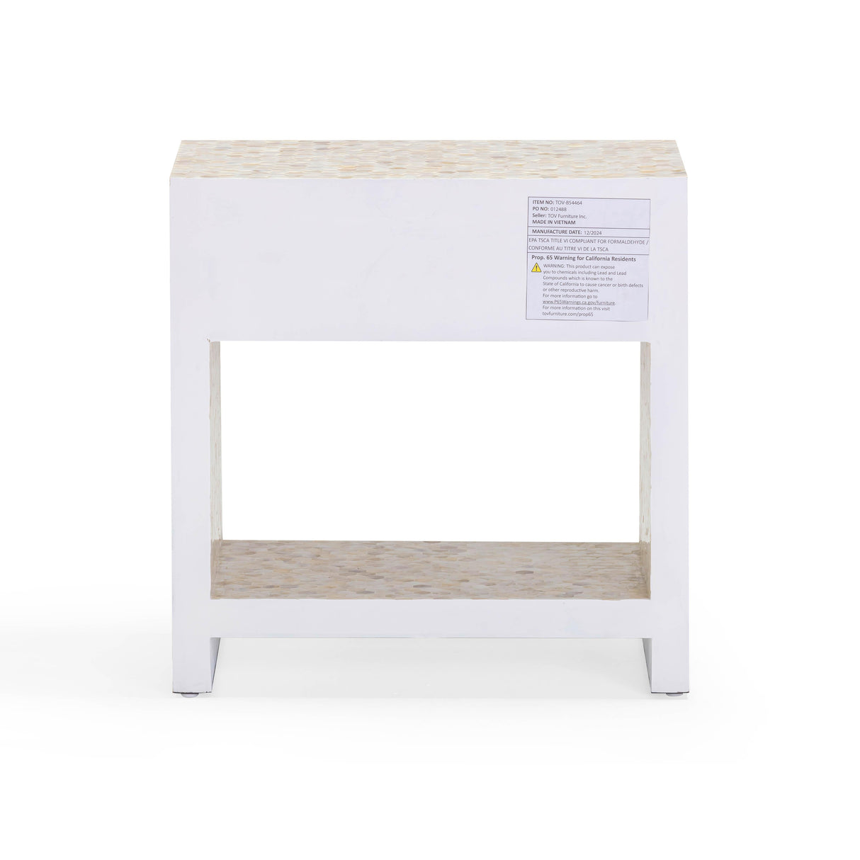 Piara 22" Natural Mother of Pearl Inlaid Nightstand With Drawer