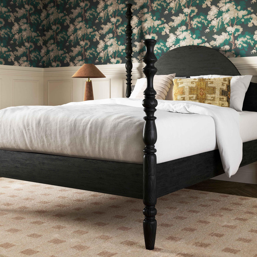 Rosalie Ash Wood Bed with Solid Ash Veneer Frame - Modern Bed with Slats Included, No Box Spring Required
