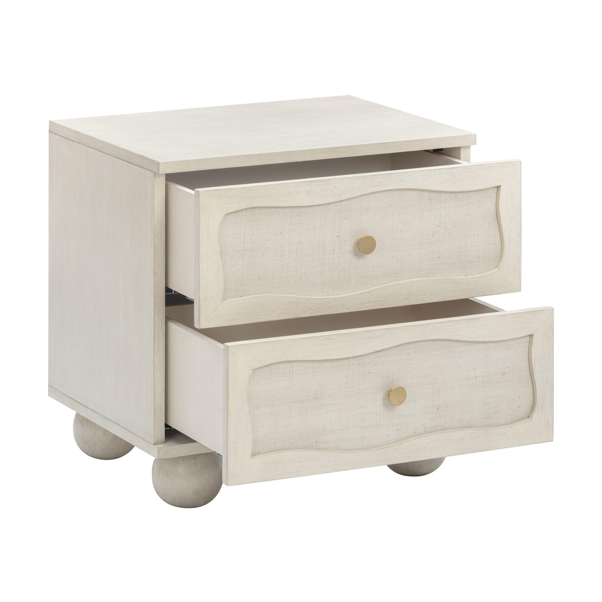 Grappa 22" Wood & Raffia Wavy 2-Drawer Nightstand