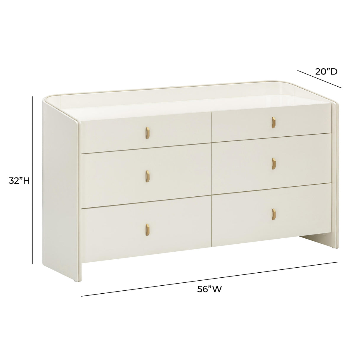 Collins 56" Cream 6-Drawer Dresser