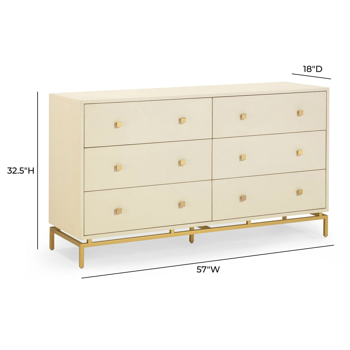 Pesce 57" Shagreen 6 Drawer Dresser