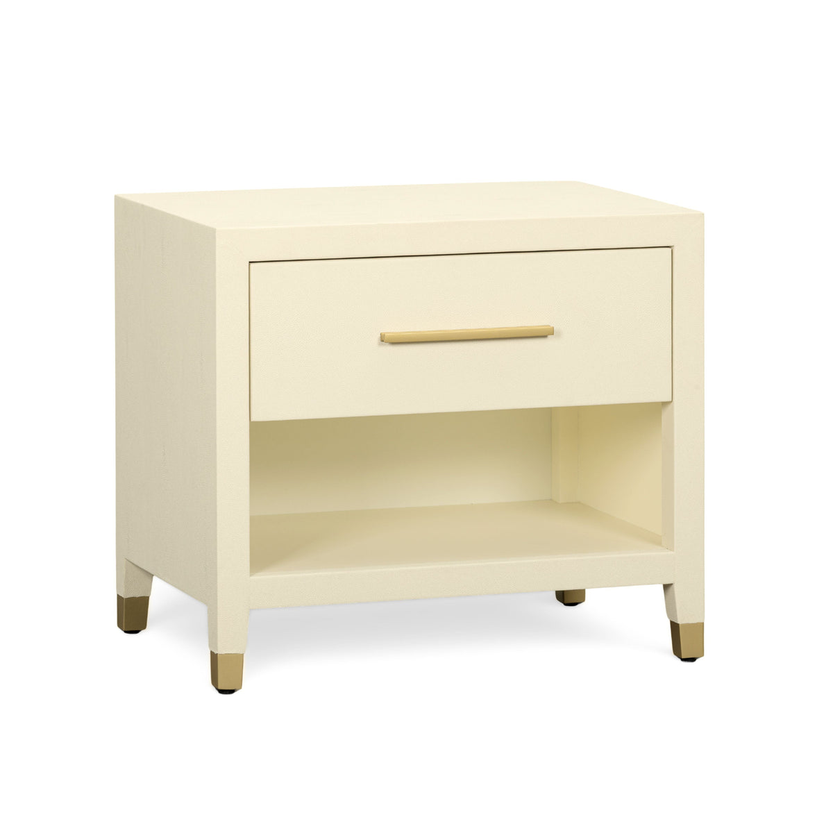 Dani 25" Cream Faux Shagreen Nightstand with Drawer - View 3