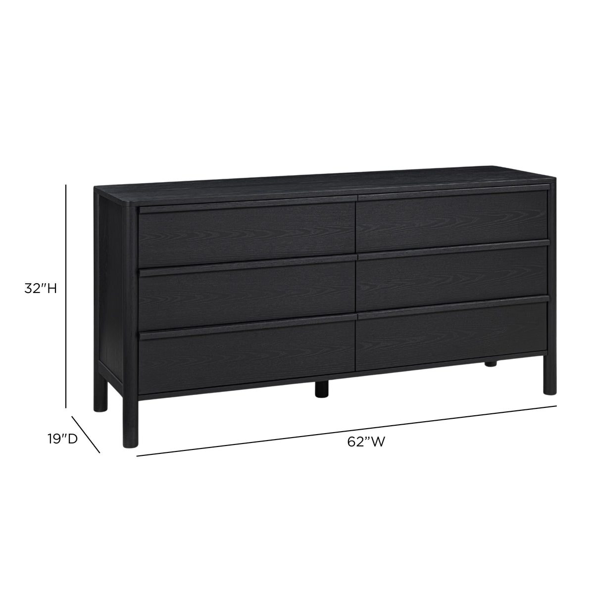 Tyra 62" Ash 6-Drawer Dresser - View 16