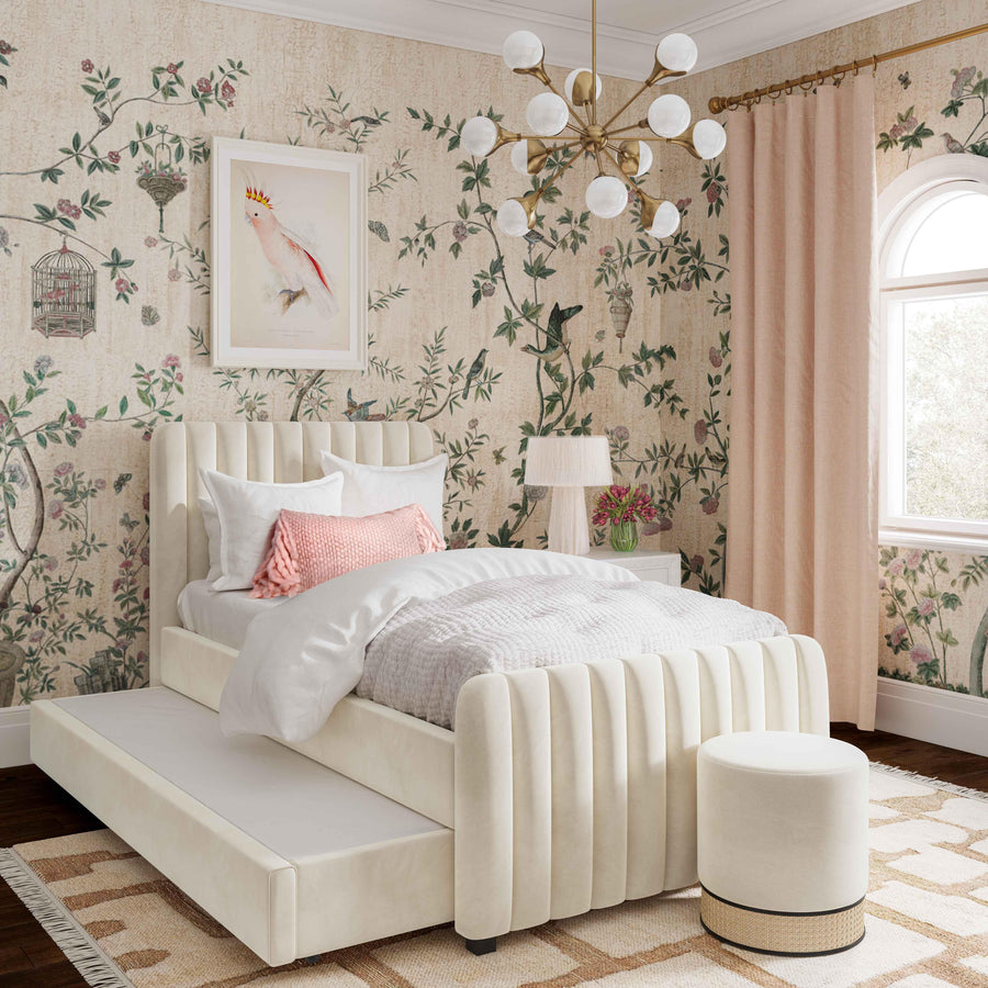 Angela Velvet Trundle Bed in Twin