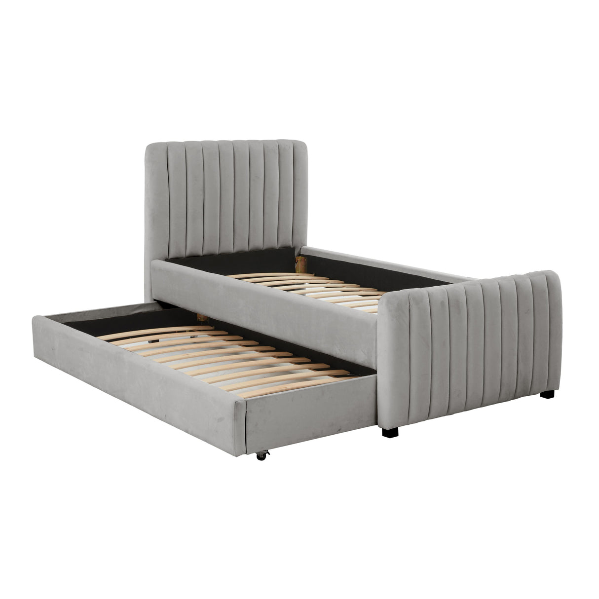Angela Velvet Trundle Bed in Twin