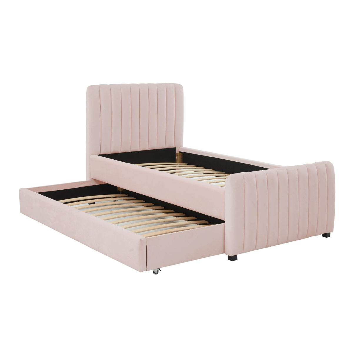 Angela Velvet Trundle Bed in Twin