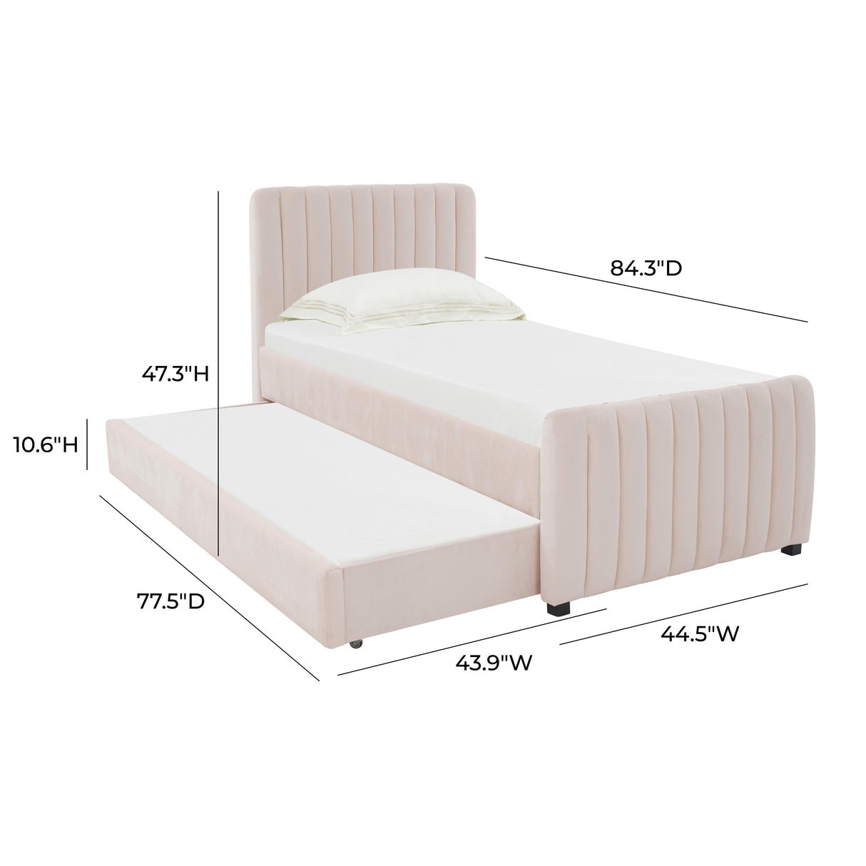 Angela Velvet Trundle Bed in Twin