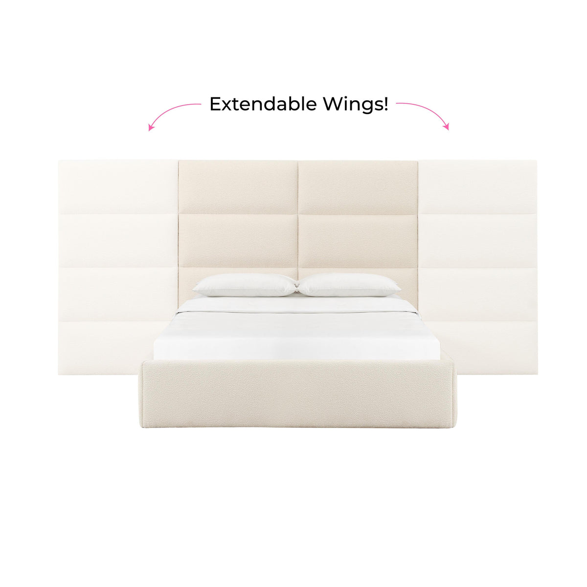 Eliana Cream Performance Boucle Headboard Wings - View 5