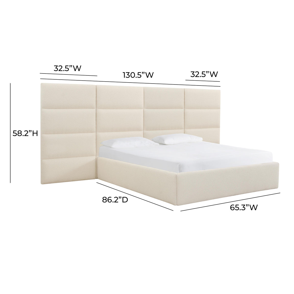 Eliana Cream Performance Boucle Headboard Wings - View 12