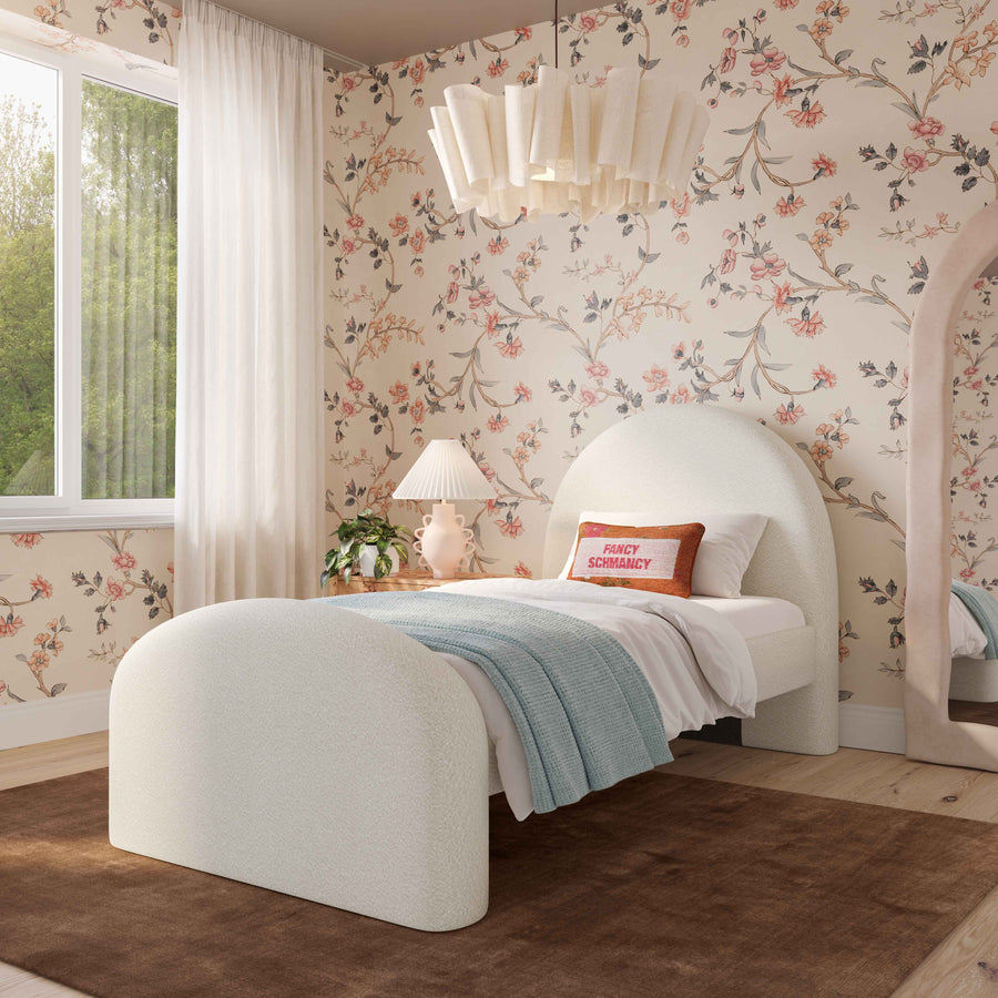 Moon Cream Boucle Twin Bed