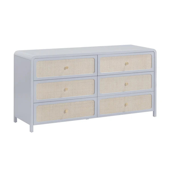 Patty White Rattan 6 Drawer Dresser