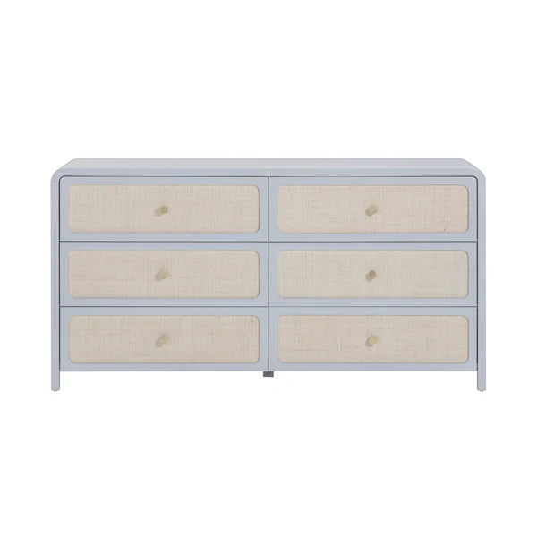 Patty White Rattan 6 Drawer Dresser