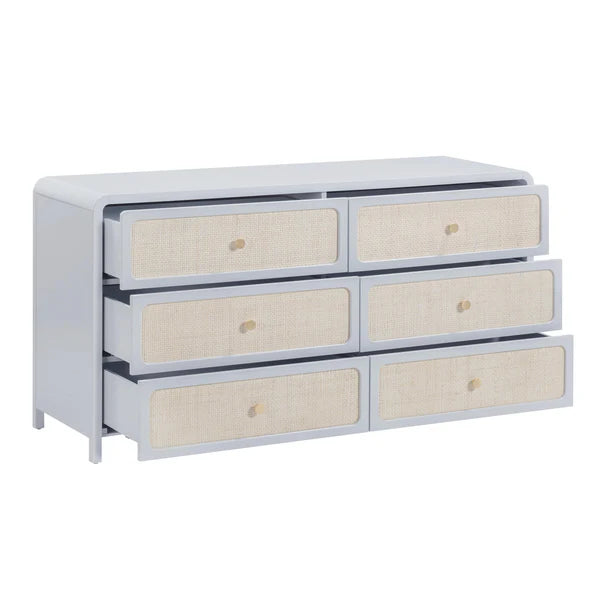 Patty White Rattan 6 Drawer Dresser