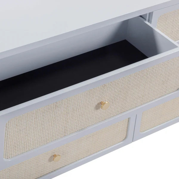 Patty White Rattan 6 Drawer Dresser