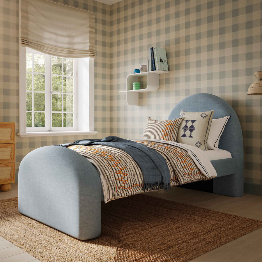 Moon Chambray Blue Chenille Twin Bed