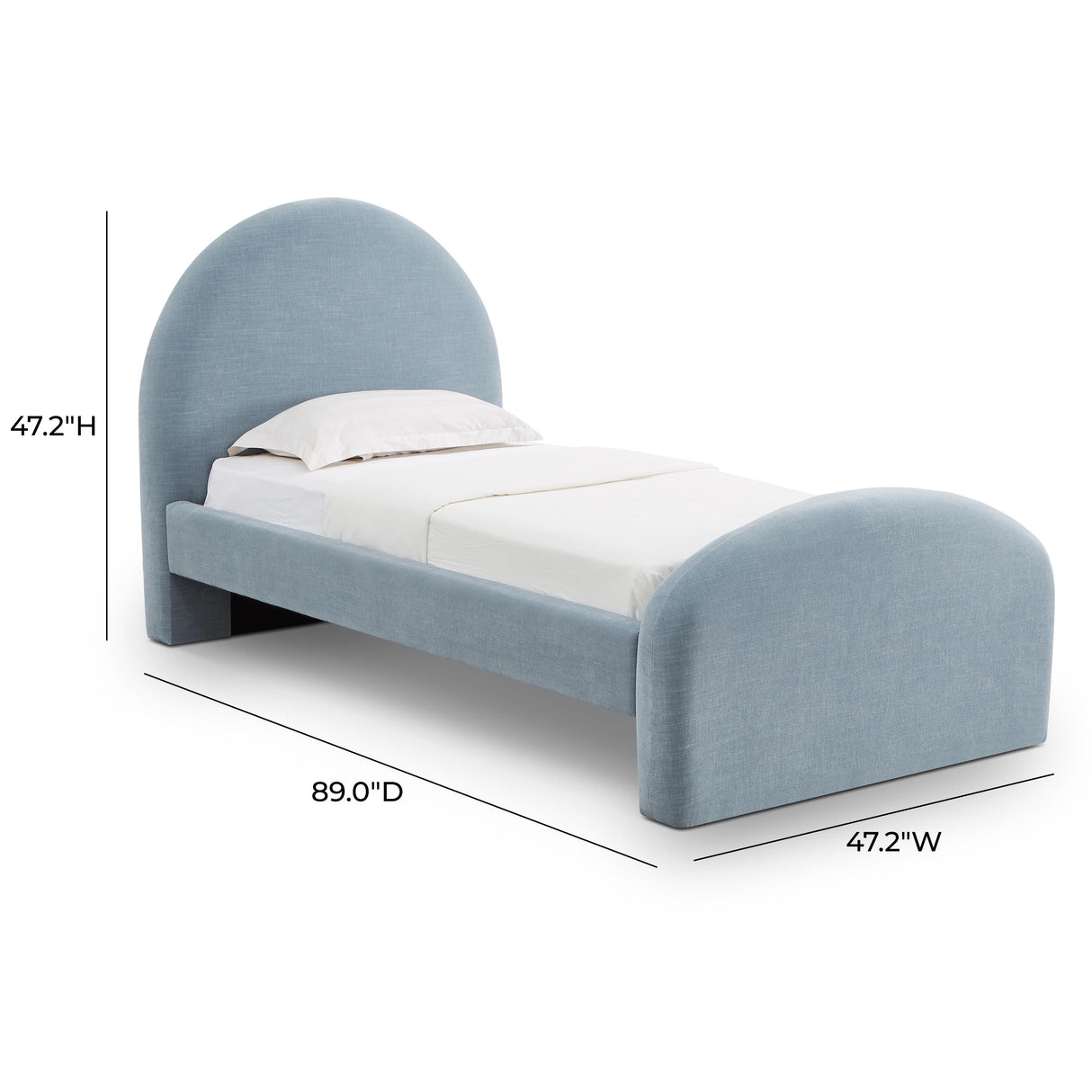 Moon Chambray Blue Chenille Twin Bed