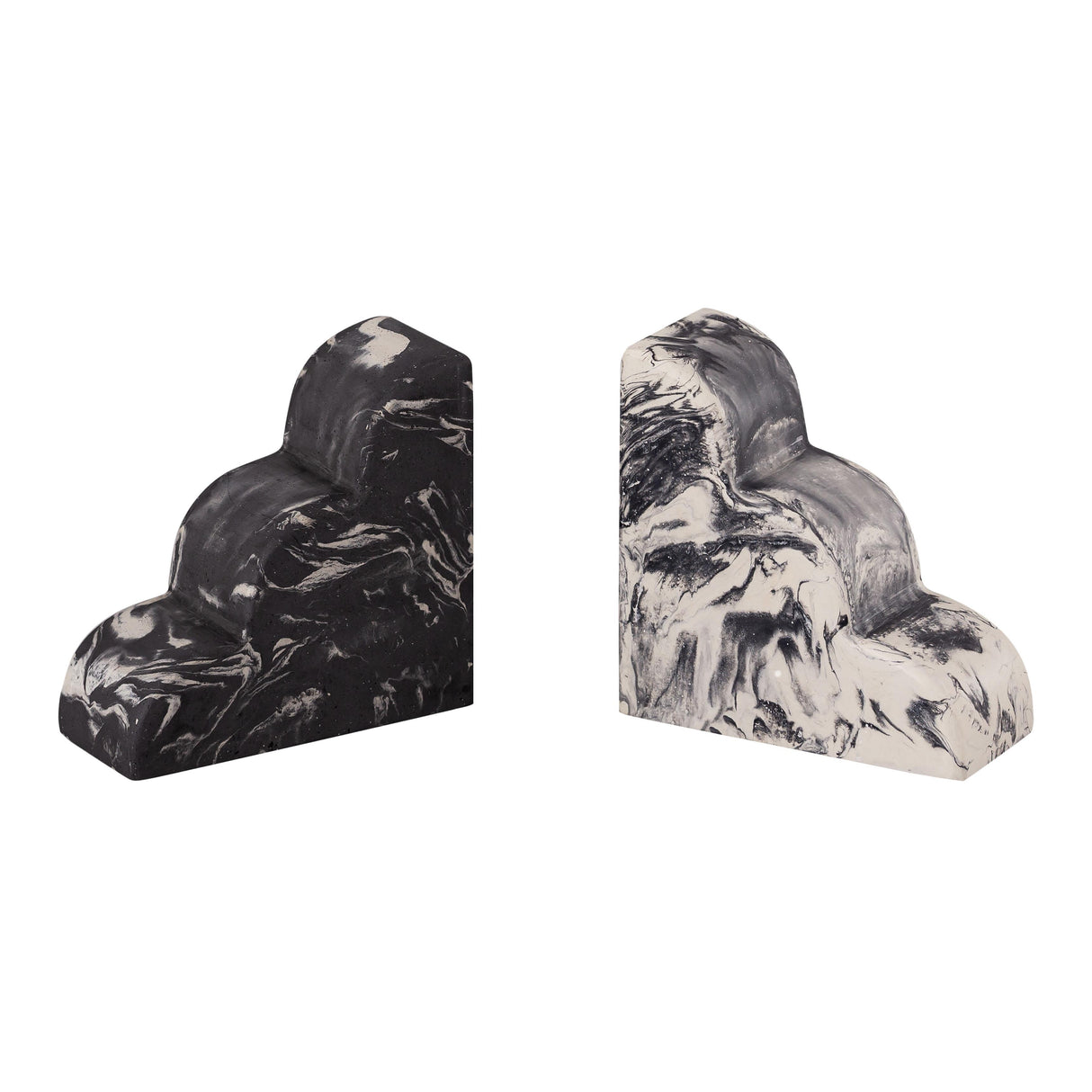 White-Black Concrete Bookends - Set of 2