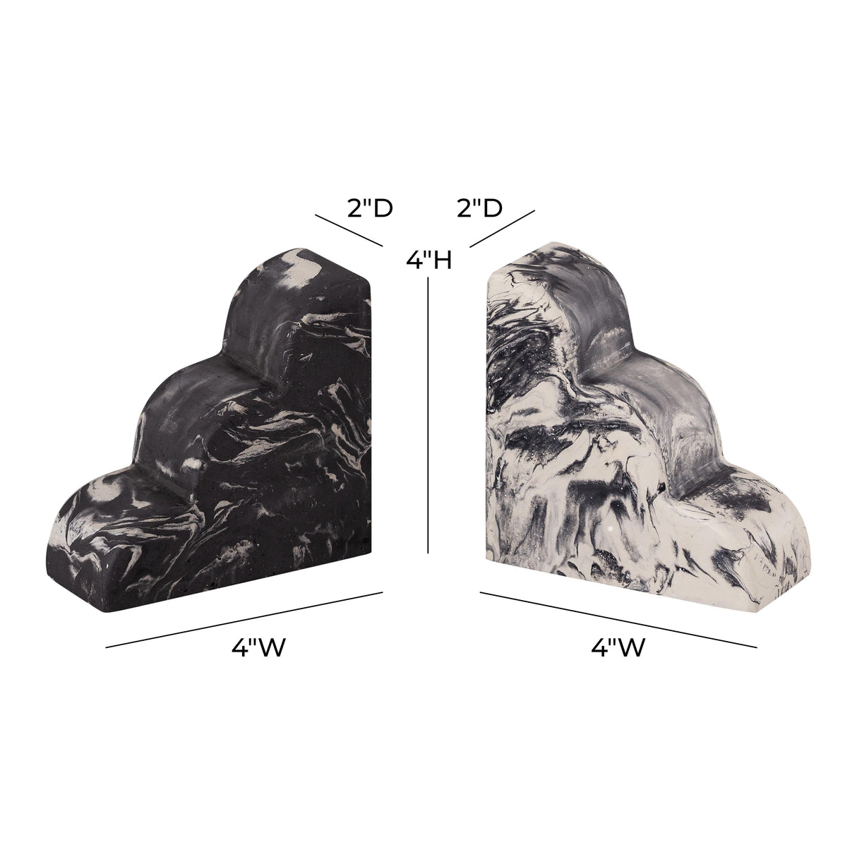 White-Black Concrete Bookends - Set of 2