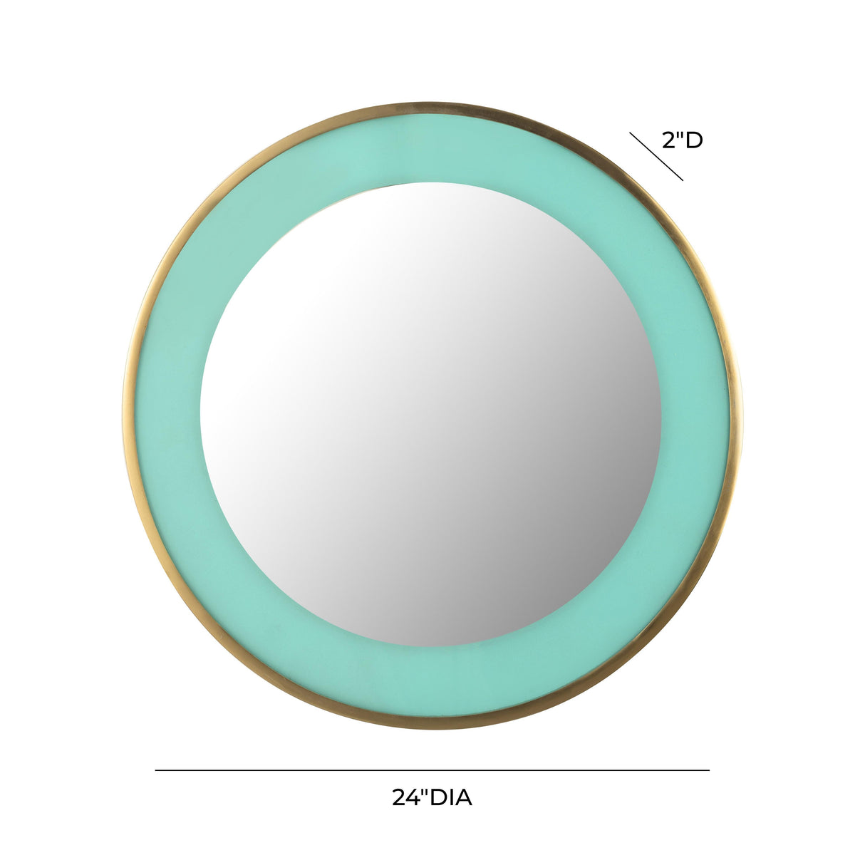 Lucille 24" Turquoise and Brass Round Wall Mirror