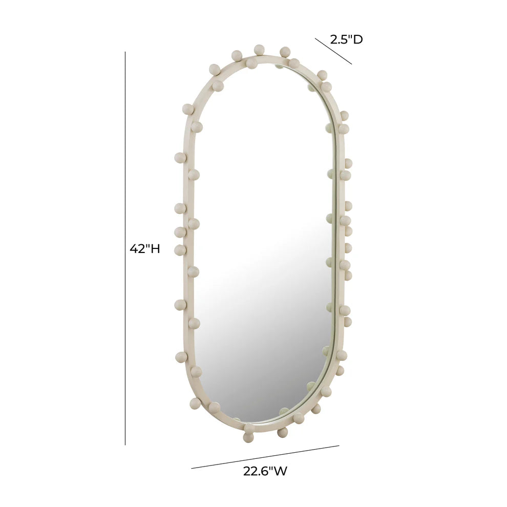 Bubbles Ivory Oval Wall Mirror