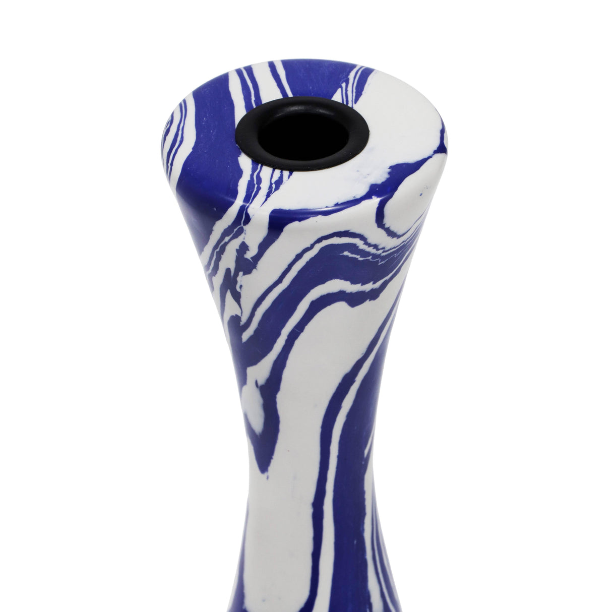 Serene Blue & White Swirl Resin Candlestick