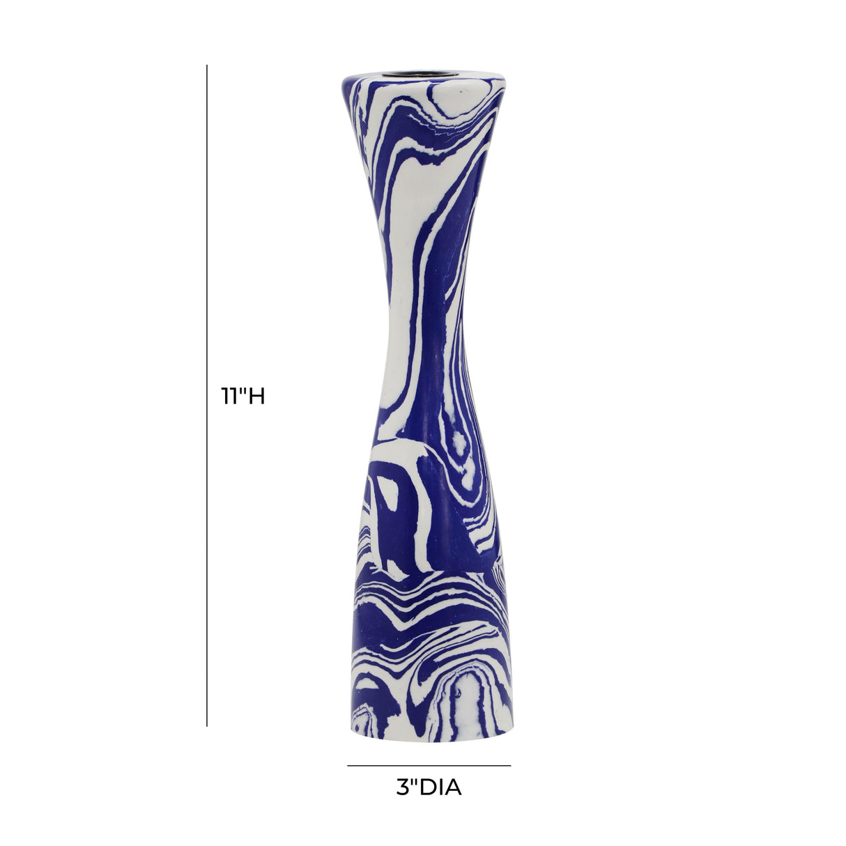 Serene Blue & White Swirl Resin Candlestick