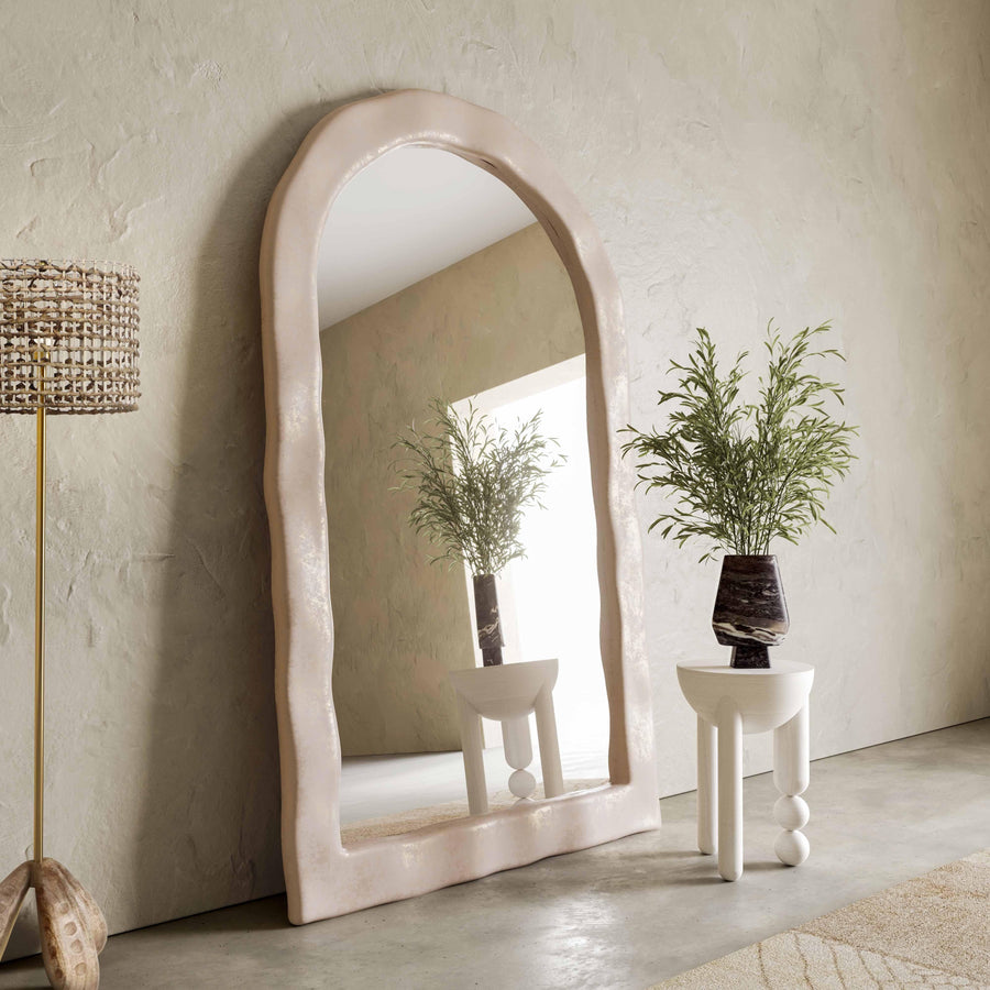 Kaia 48"X79" Cream Textured Floor Mirror