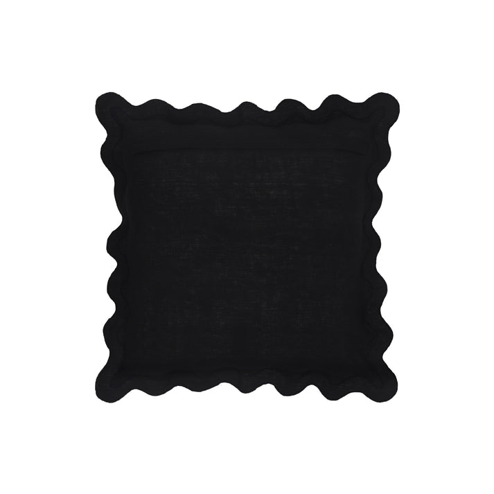 24" Scalloped Edge Square Throw Pillow Cover - Luxury Velvet & Linen Decorative Cushion