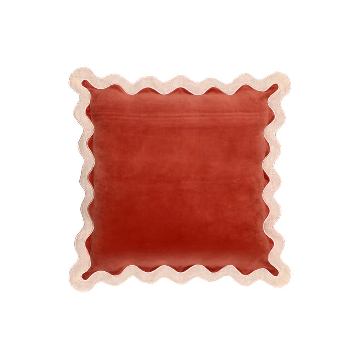 24" Scalloped Edge Square Throw Pillow Cover - Luxury Velvet & Linen Decorative Cushion