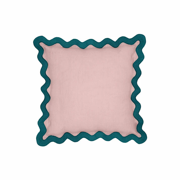 24" Scalloped Edge Square Throw Pillow Cover - Luxury Velvet & Linen Decorative Cushion