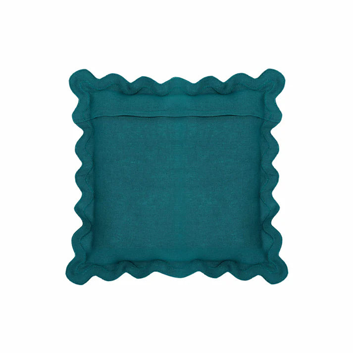 24" Scalloped Edge Square Throw Pillow Cover - Luxury Velvet & Linen Decorative Cushion