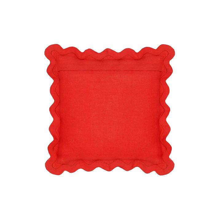 24" Scalloped Edge Square Throw Pillow Cover - Luxury Velvet & Linen Decorative Cushion
