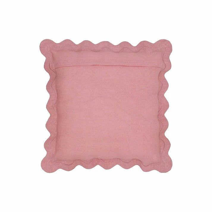 24" Scalloped Edge Square Throw Pillow Cover - Luxury Velvet & Linen Decorative Cushion
