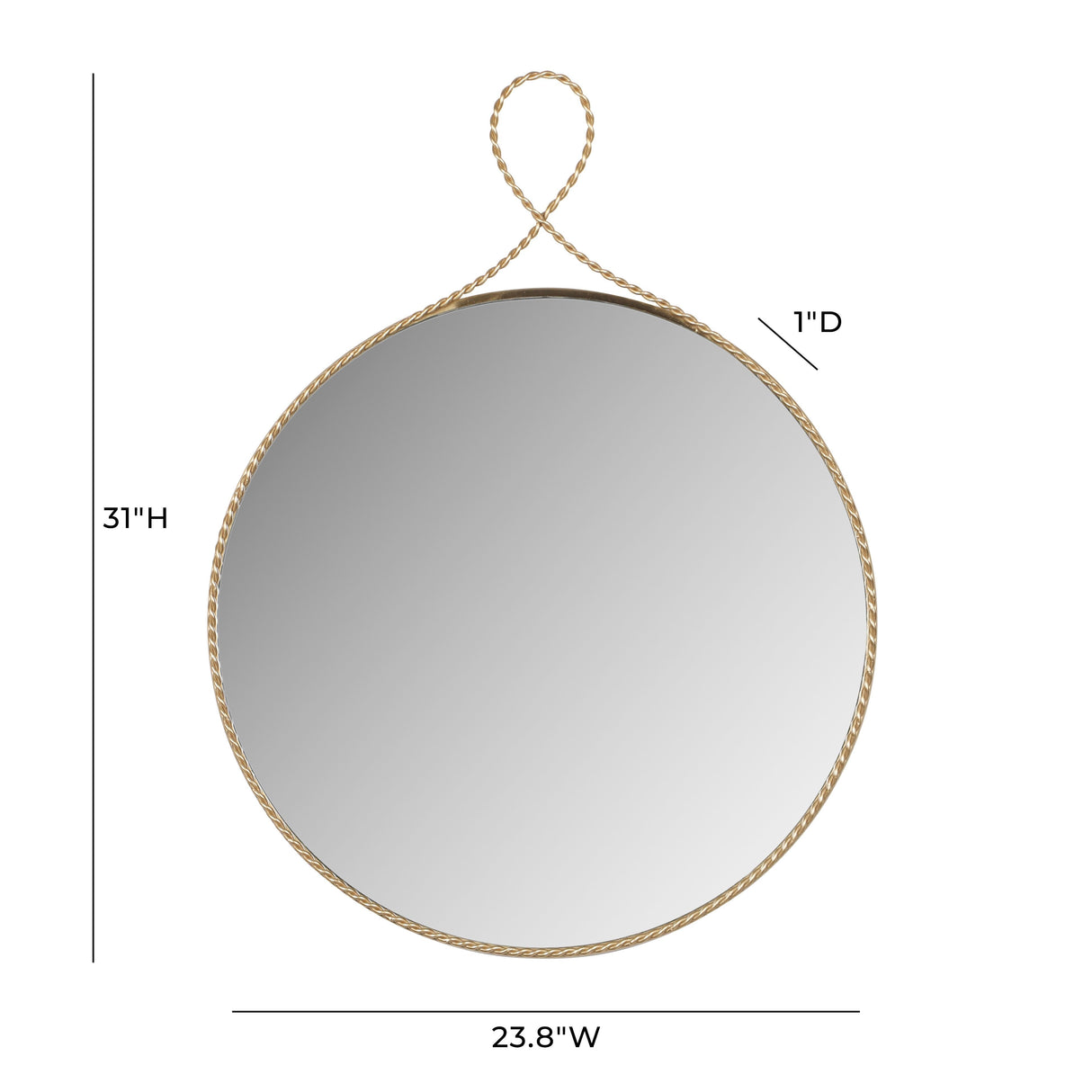 Ravina 24"X31" Braided Brass Round Wall Mirror
